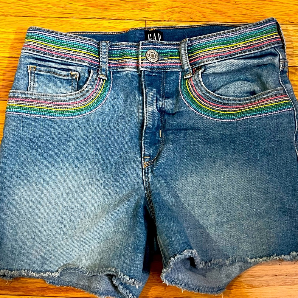 Gap Kids Rainbow Trim Jean Shorts Size 12